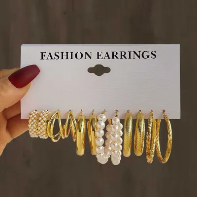 Geometric Fashion Vintage Pearl Earrings Set